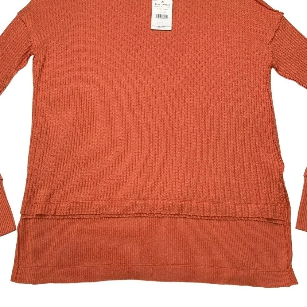 Free People We The Free Coral Light North Slope Thermal Scoop Neck Tunic Size XS - Picture 4 of 12